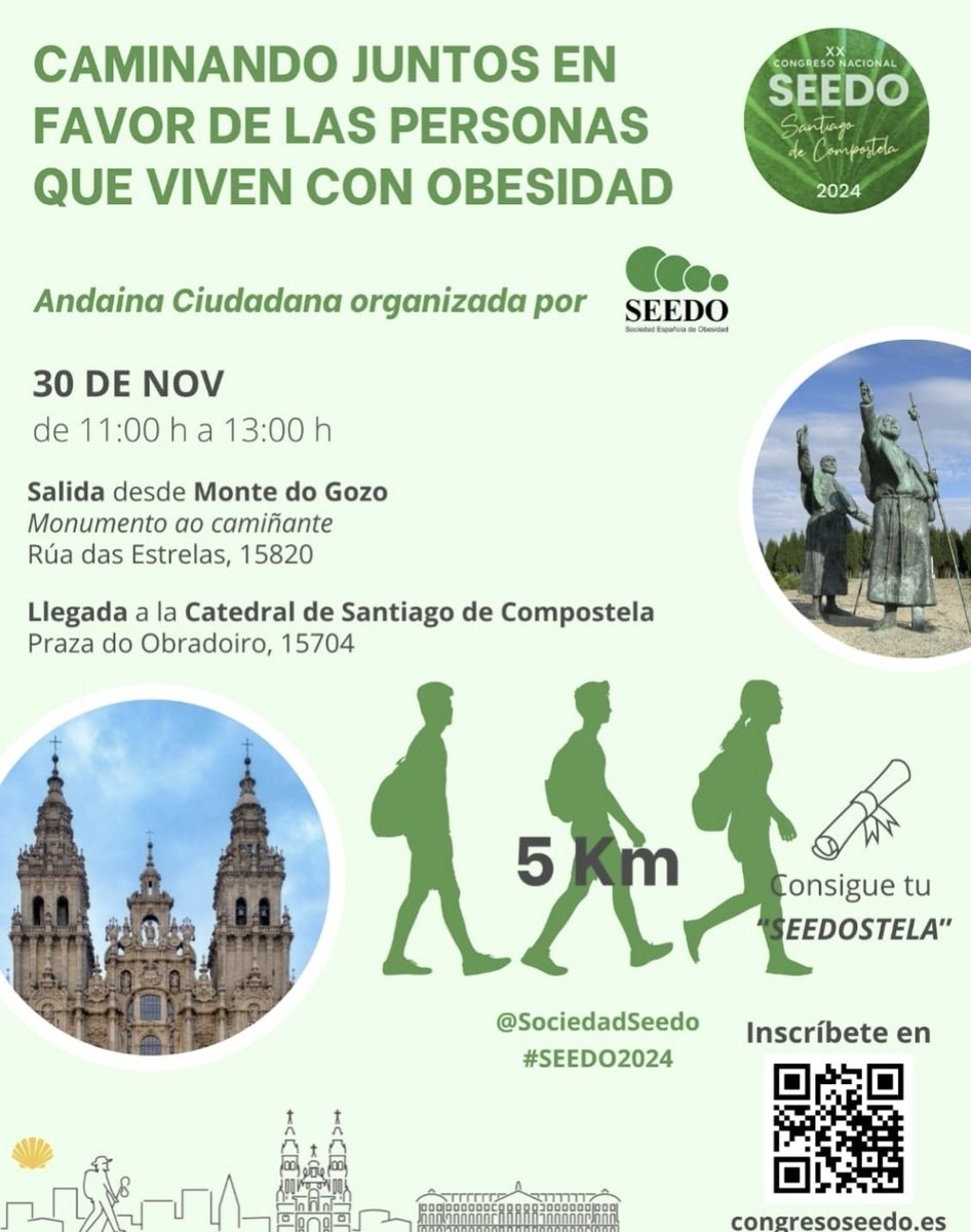 💥Te lo pierdes?💥El congreso <a href="/SociedadSeedo/">SEEDO</a> 2️⃣0️⃣2️⃣4️⃣ acaba con caminata ciudadana de #5KM en #solidaridad con las personas con #obesidad✅️ <a href="/acrujeirasm/">Ana B Crujeiras</a> <a href="/idis_research/">Instituto de Invest. Sanitaria de Santiago (IDIS)</a> <a href="/Xunta/">Xunta de Galicia</a> <a href="/HortaDObradoiro/">A Horta do Obradoiro</a> <a href="/mardelmala/">Mar Malagon</a> <a href="/LilliamMeneses/">Lilliam Flores Meneses</a> <a href="/AndreeaCiudin1/">Andreea Ciudin</a> <a href="/CristobMorales/">Cristobal Morales</a> <a href="/Cesarbustosm/">Cesar Bustos</a> <a href="/javierbutra/">🟡 J. Butragueño, PhD</a>