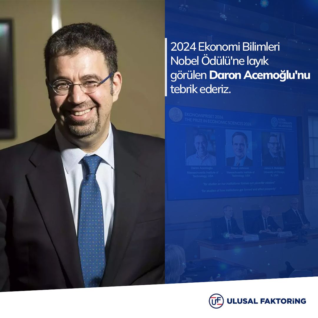 İsveç Kraliyet Bilimler Akademisi, "Kurumların refaha etkisi" konusundaki çalışmaları nedeniyle Daron Acemoğlu'nu 2024 Sveriges Riksbank Ekonomi Bilimleri Nobel Ödülü'ne layık gördü. 

Daron Acemoğlu'nu tebrik ederiz.

#UlusalFaktoring #DaronAcemoglu #Nobel #nobelödülü  #ekonomi