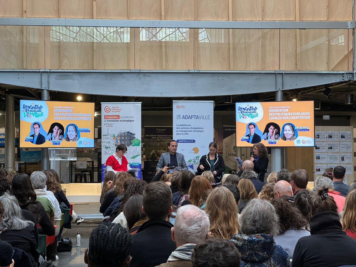 Aujourd'hui, à @AdaptaVille, aux côtés de la Métropole du Grand Paris, venez découvrir les solutions écologiques concrètes portées par @AparisClimatAgence : végétalisation, îlots de fraîcheur, gestion de l'eau, et bien plus.

#AdaptaVille #ChangementClimatique #SolutionsDurables