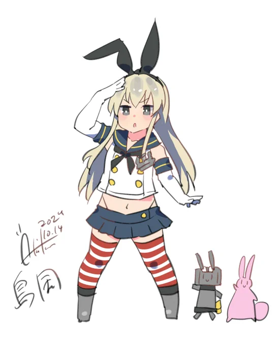 島風『おはようございまーっす!』#艦これ #島風#艦これ版深夜の真剣お絵描き60分一本勝負#艦これ版真剣お絵描き60分一本勝負_20241014 