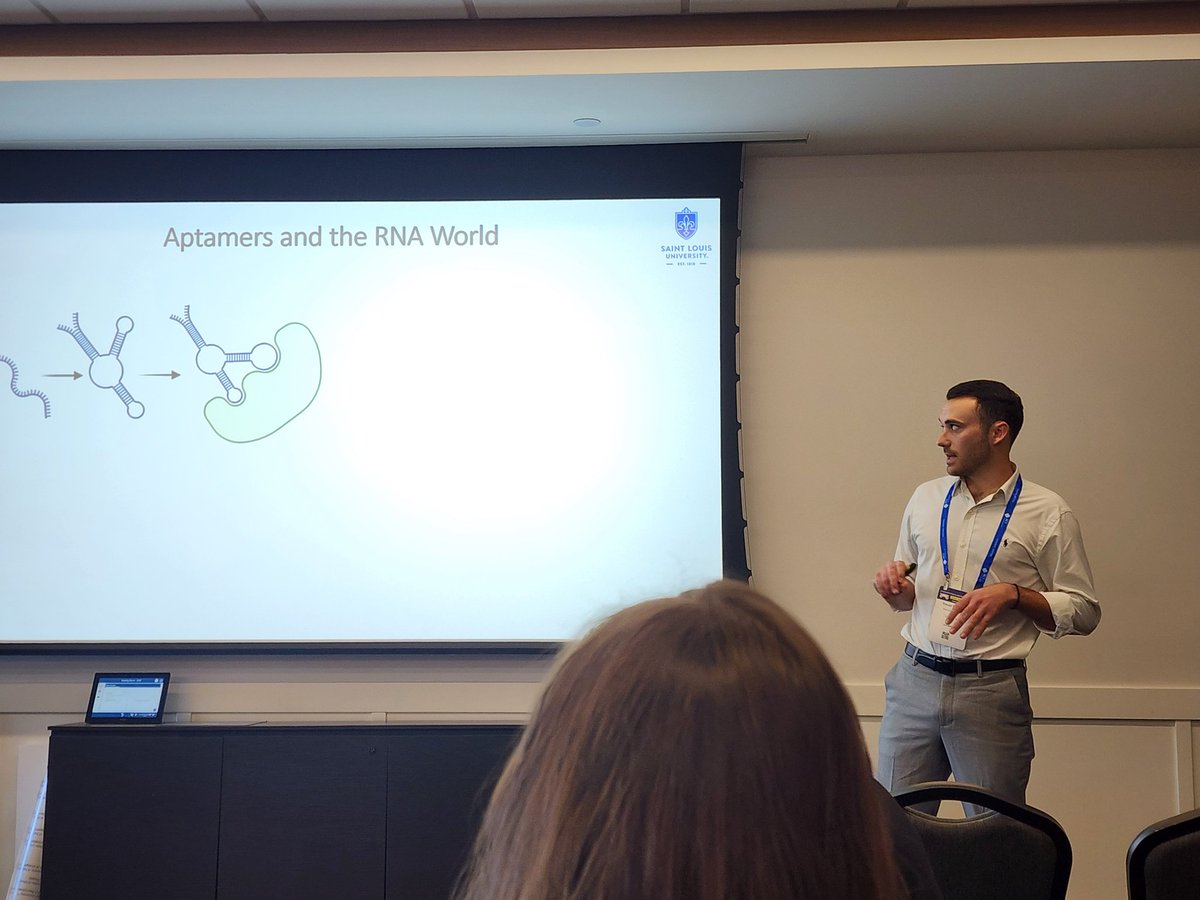 Baum Lab SLU (@baumlabslu) on Twitter photo Great job by Trevor presenting our work on Flavin reduction potential-shifting aptamers! <a href="/SLUChemDept/">SLUChemDept</a> <a href="/SLU_SSE/">SLU School of Science and Engineering</a> <a href="/BurkeLabRNA/">BurkeLab</a> #mwrm2024 Great job by Trevor presenting our work on Flavin reduction potential-shifting aptamers! <a href="/SLUChemDept/">SLUChemDept</a> <a href="/SLU_SSE/">SLU School of Science and Engineering</a> <a href="/BurkeLabRNA/">BurkeLab</a> #mwrm2024