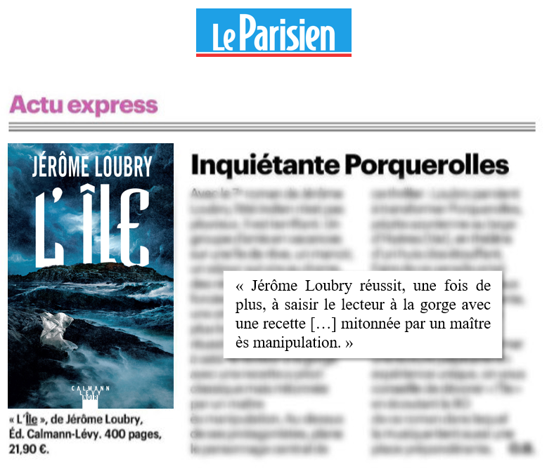"Un maître ès manipulation" ⭐ L'enthousiasme du <a href="/le_Parisien/">Le Parisien</a> pour <a href="/jloubryauteur/">jerome loubry écrivain</a> et son nouveau thriller "L'Île" ! 

Un roman à retrouver en ce moment en librairie brnw.ch/21wNKGm