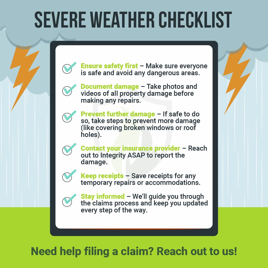 InsureIntegrity's tweet image. Severe Weather is unpredictable so it's always best to be prepared. It's never too late to get started. 

Give us a call and we'll make sure you're covered.

(972) 930-7086