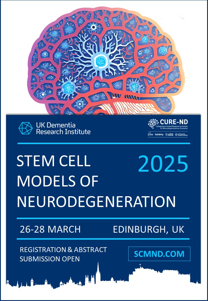 🚨Stem Cell Models of Neurodegeneration 2025🚨

Registration &amp; Abstract submission is now OPEN!

We have a really exciting international line-up of speakers covering all things stem cell! 

Find out more and register here: scmnd.com

See you in Edinburgh in 2025!
