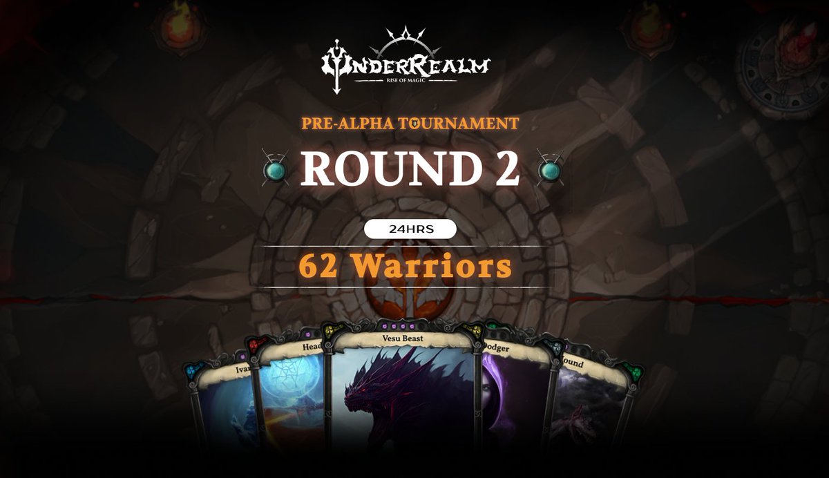 Under Realm | Solana TCG (@playunderrealm) on Twitter photo ⚔️Pre-Alpha Tournament - ROUND 2⚔️
ROUND 2 STARTS NOW
🔥 62 warriors 
⏰ 24h → Ends on 16:00 UTC, Oct 15
For those who won Round 1. Watch your Telegram DM we will confirm your #Solana address soon 🤑💵
Let's get battle! ⚔️Pre-Alpha Tournament - ROUND 2⚔️
ROUND 2 STARTS NOW
🔥 62 warriors 
⏰ 24h → Ends on 16:00 UTC, Oct 15
For those who won Round 1. Watch your Telegram DM we will confirm your #Solana address soon 🤑💵
Let's get battle!