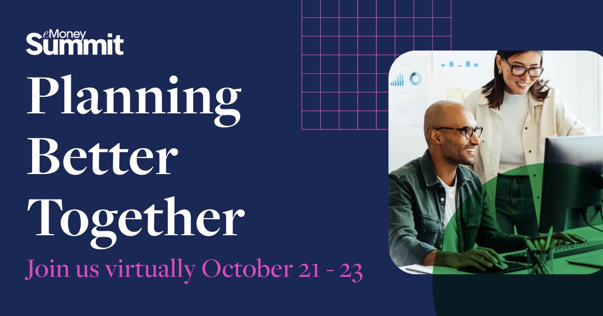 ⏱️ Are you ready to start "Planning Together Better" using a powerful combination of human expertise and innovative technology to deliver collaborative client relationships and provide data-driven insights to achieve your client's goals?   

💡 At the eMoney Summit, you'll gain