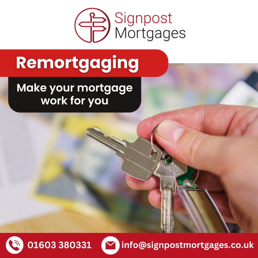 Whether you're looking to reduce monthly payments or raise funds for home improvements, our team is dedicated to guiding you every step of the way.

You can read more on our website here: signpostmortgages.co.uk/mortgage/remor…

#norfolk #norwich #Remortgage #HomeFinancing #MortgageAdvice