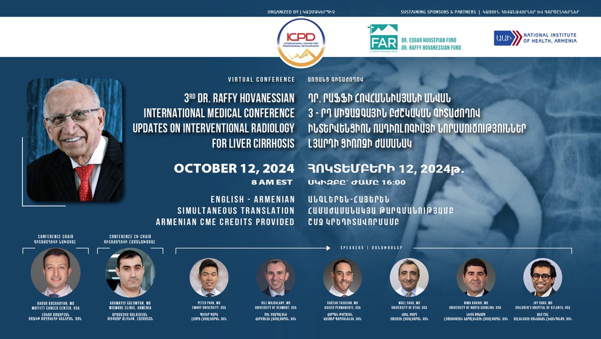 Hakob Kocharyan, MD (@kocharyanmd) on Twitter photo The first international conference on IR <a href="/SIRspecialists/">Society of Interventional Radiology</a> for <a href="/armenia/">Armenia 🇦🇲</a> was a success. Thanking this amazing faculty for their contribution. <a href="/MoffittNews/">Moffitt Cancer Center</a> <a href="/armgov/">Government of Armenia</a> The first international conference on IR <a href="/SIRspecialists/">Society of Interventional Radiology</a> for <a href="/armenia/">Armenia 🇦🇲</a> was a success. Thanking this amazing faculty for their contribution. <a href="/MoffittNews/">Moffitt Cancer Center</a> <a href="/armgov/">Government of Armenia</a>