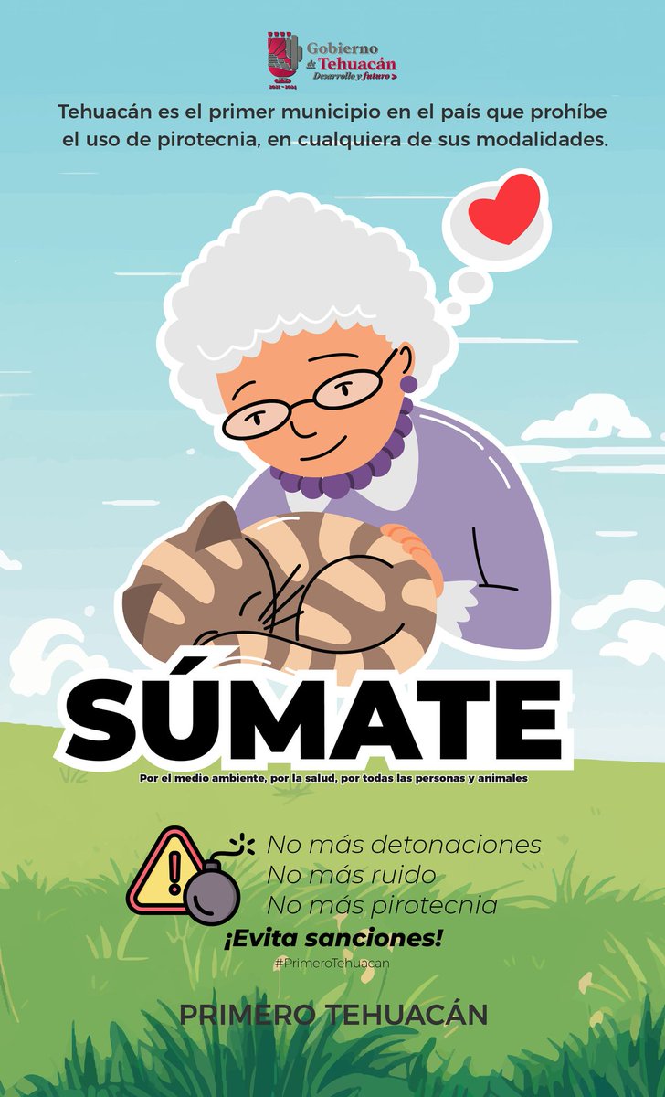 TehuacanGob's tweet photo. Tehuacán es el primer municipio en prohibir la pirotecnia ¡Súmate a esta iniciativa! #PrimeroTehuacán https://t.co/TPRMRUmJC6