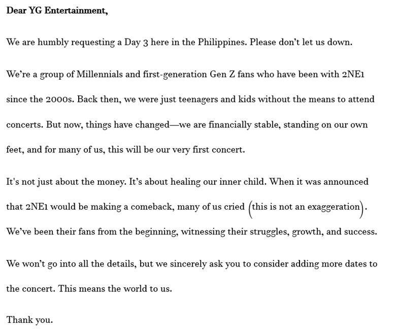 iamjoyamad's tweet photo. #2NE1_WELCOMEBACK @ygent_official @krungy21 @chaelinCL 

"Out of 200+ people in our group chat, fewer than 50 secured Day 1 &amp; Day 2 tickets. These fans still have their old light sticks—they’re true supporters. It’s sad they couldn’t get tickets." https://t.co/tdeB9Y1jiK