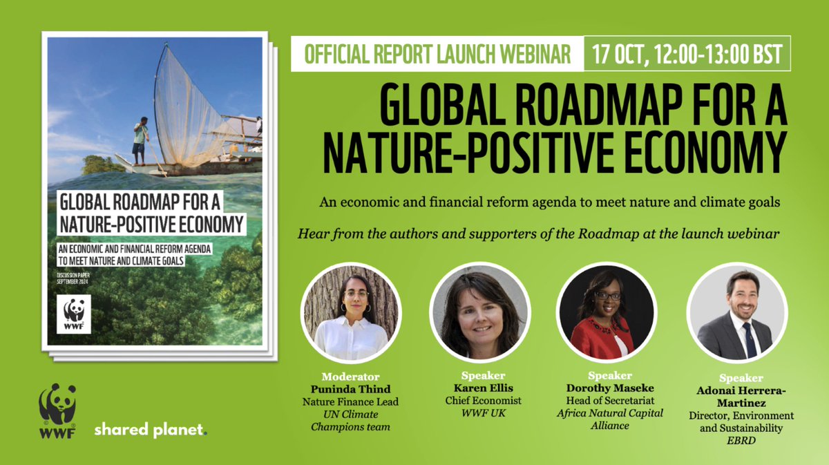 Reversing #nature🦎loss and delivering on the #GBF means changing the rules of the game that govern our #economy so they value nature properly.

<a href="/WWF/">WWF</a>'s 'Global Roadmap for a #NaturePositive Economy' launches Oct 17👉bit.ly/WWFRoadmap

#COP16 @WWF_UK @WWF_Media #LPR2024