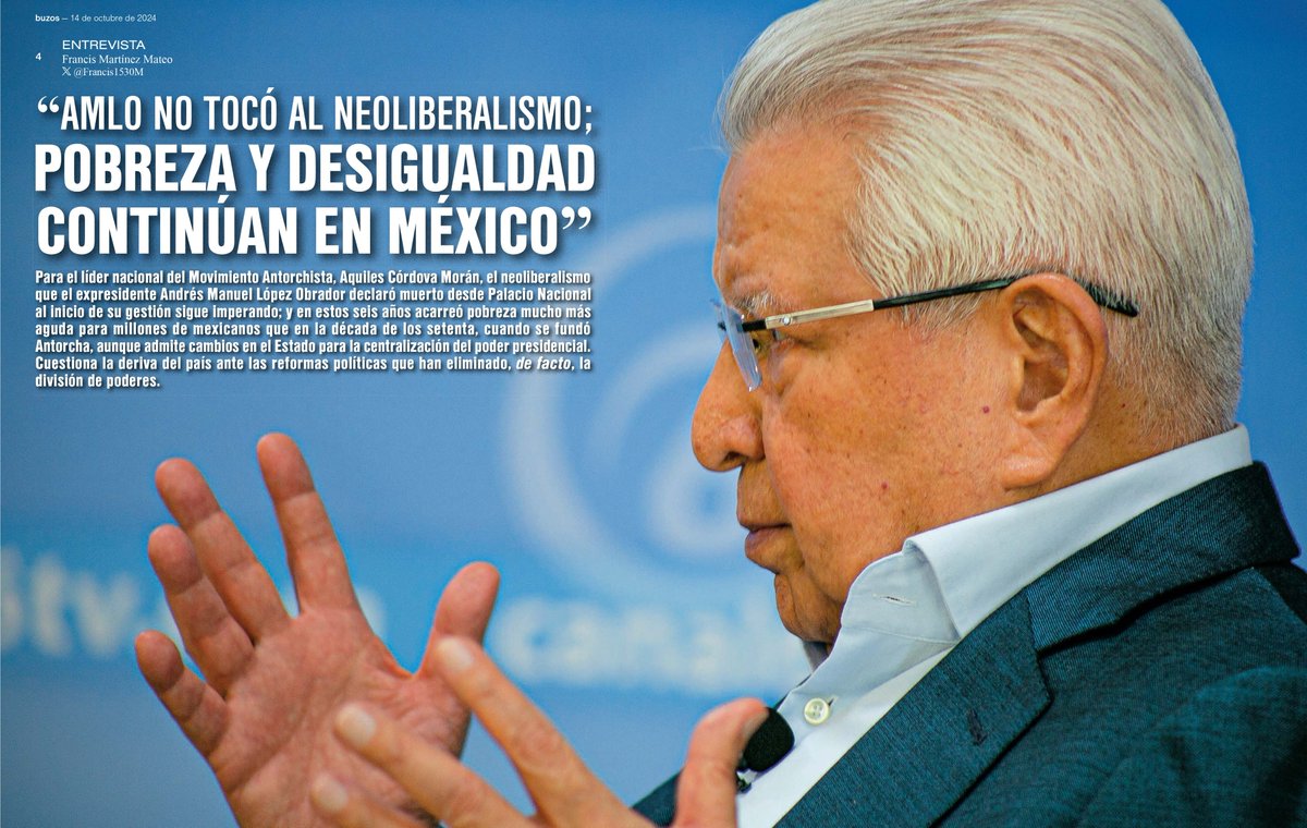 🔴#buzos | “AMLO no tocó al neoliberalismo; pobreza y desigualdad continúan en México”: Aquiles Córdova, en entrevista con <a href="/canal6tv/">Canal 6 Tv</a> 📝
📎bit.ly/4dNykY5