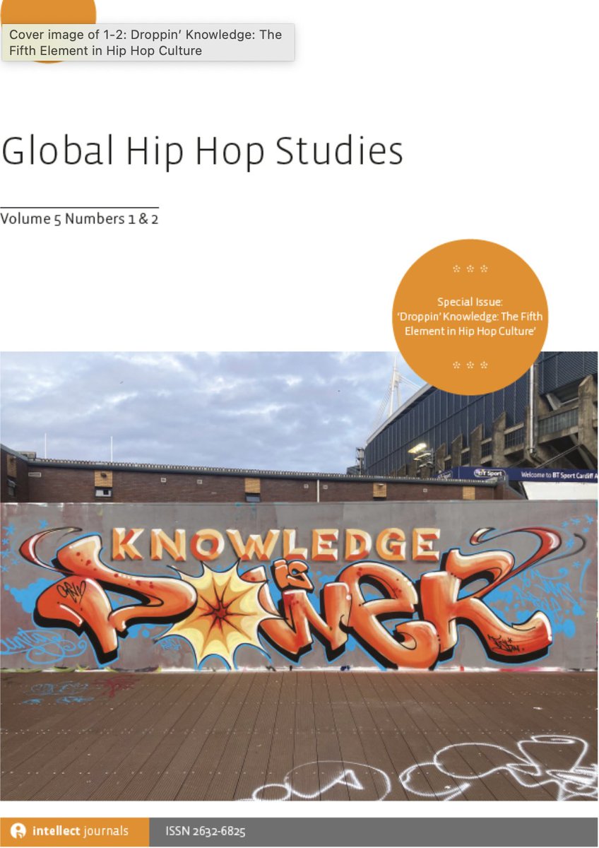 rapclassroom's tweet image. Droppin’ knowledge: An introduction to the Special Issue: ‘The Fifth Element in Hip Hop Culture’ 

New special issue, I helped edit with @jwilli7 &amp;amp; Sina Nitzsche.

Here's our editorial:

intellectdiscover.com/content/journa…