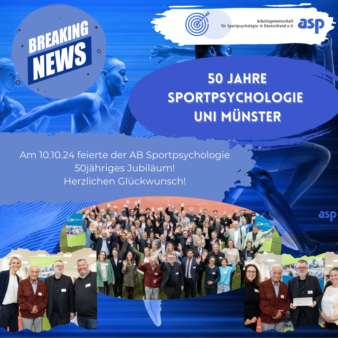 News aus unserer Community!
Am 10.10.24 feierte der AB Sportpsychologie 50jähriges Jubiläum. Besonderer Gast war Prof. Willi Essing, der Gründer des Lehrstuhls. Festreden wurden von Dr. Rebecca Rienhoff &amp; Prof. Rouwen Canal Bruland gehalten.
Bildrechte: Uni Münster_Peter Lessmann