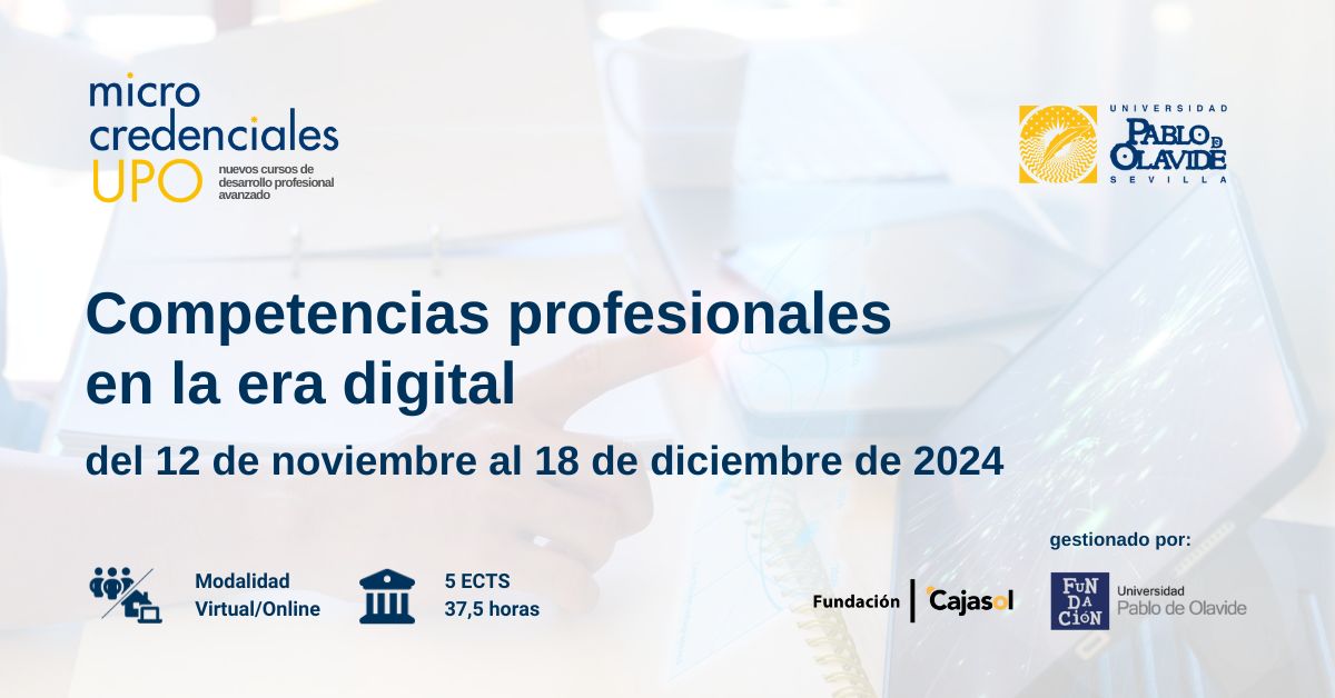 💬Esta #microcredencial contará con expert@s en #Green, #digital, #soft and #entrepreneur #skills que te acercará a las transformaciones del mercado.
 Si eres <a href="/pablodeolavide/">Pablo de Olavide</a> 📝Inscripción en
upo.es/formacionperma…… 
⌛️Horario flexible
🆓Gratuito 
💻Actualízate y renuévate