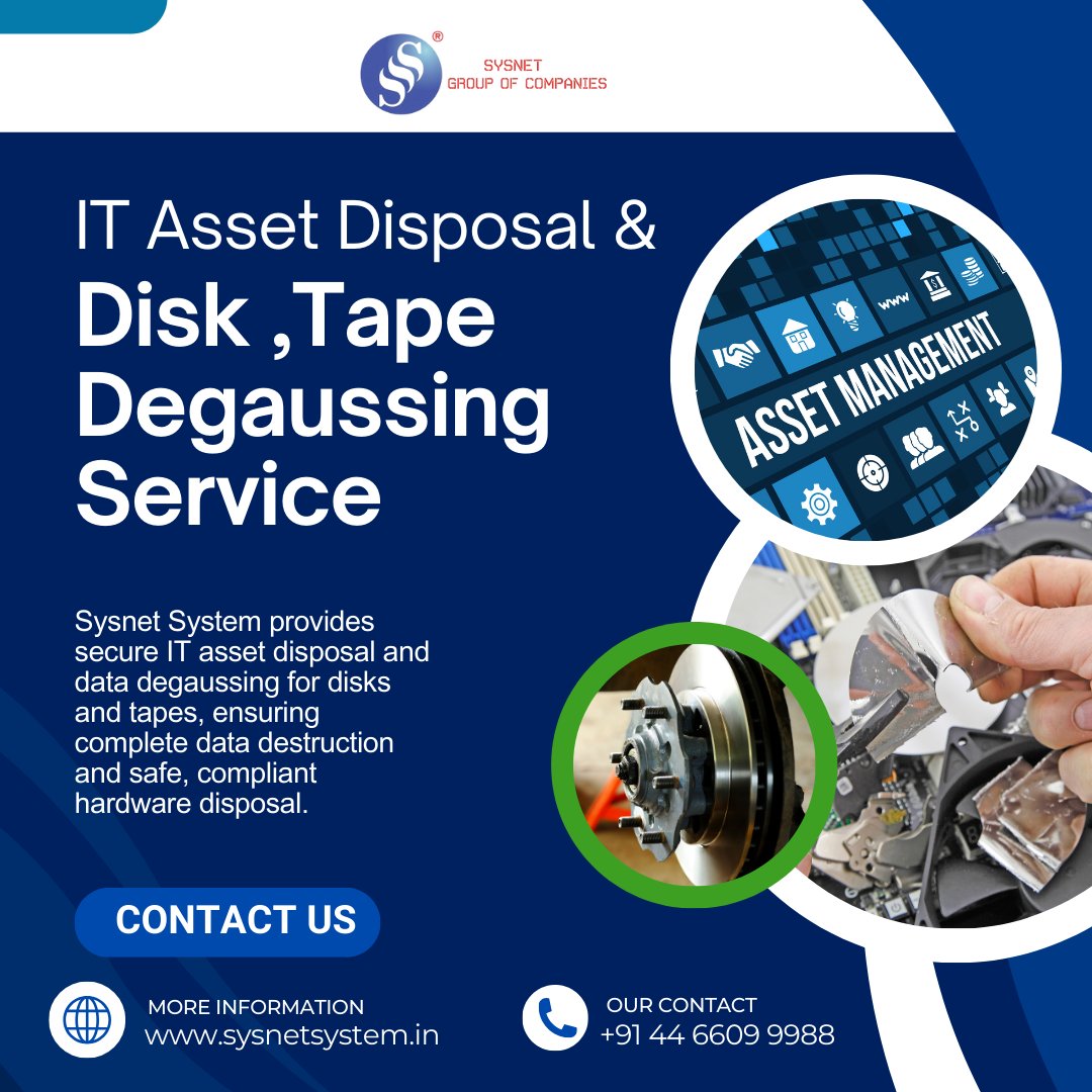 sysnetsystem_'s tweet image. Securely dispose of your IT assets with Sysnet System's IT Asset Disposal & Disk, Tape Degaussing Service! Protect your data and the environment. 🔒♻️
#ITAssetDisposal #DataSecurity #SysnetSystem
Contact us : +91 44 6609 9988