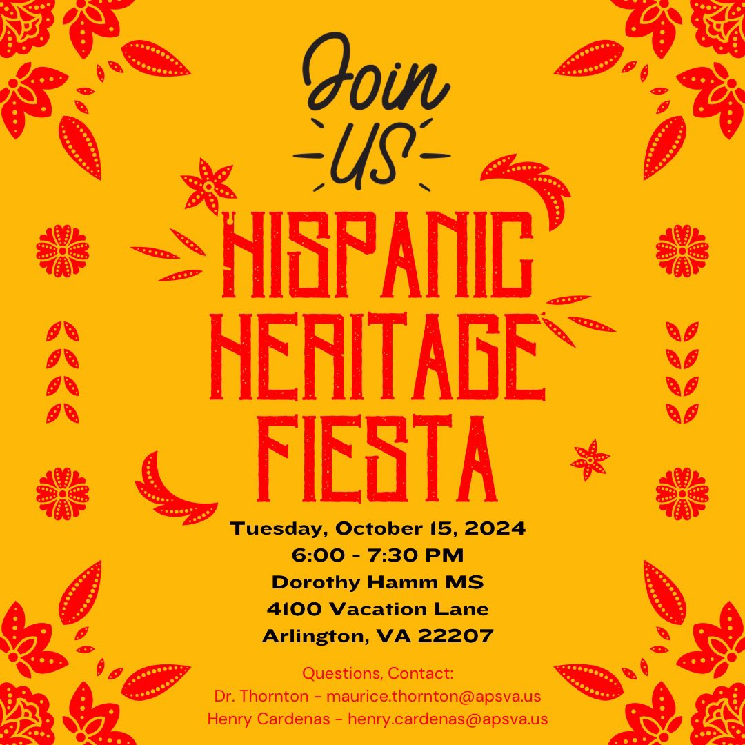 DHMS_Activities's tweet image. Looking for something to do afternoon school this week? Also, plan to join us Tuesday, Oct. 15th at 6pm for the Hispanic Heritage Fiesta. We look forward to seeing everyone there!