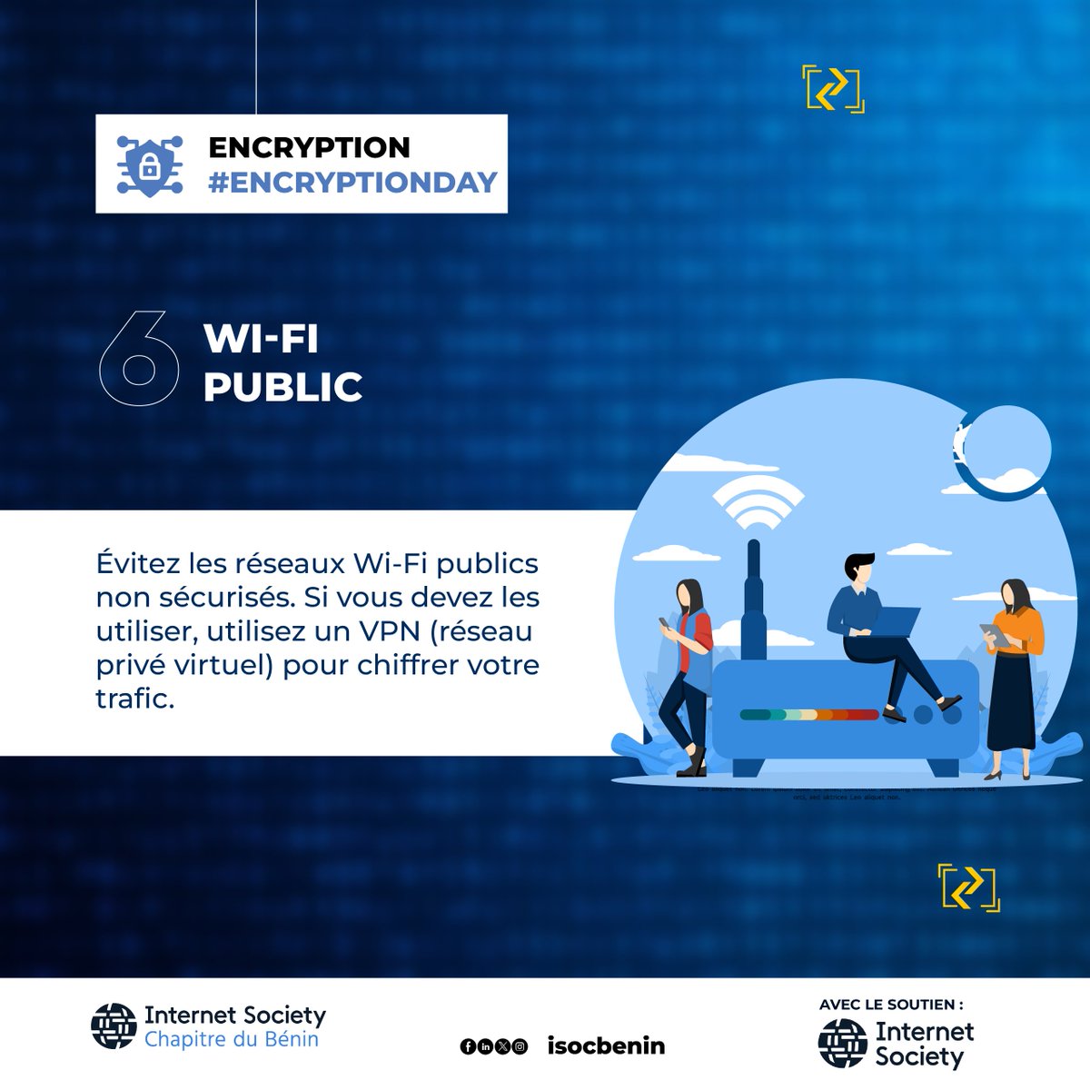isocbenin's tweet photo. La connexion à des Wi-fi publics peut-être dangereuse. Si vous n’avez pas confiance en la sécurité d’un Wi-fi Public, utilisez un VPN avant de vous y connecter.

#GlobalEncryptionDay #SaveEncryption #Chiffrement #Team229 https://t.co/VBygHH0K9V