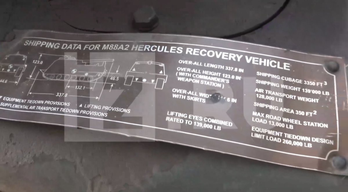 warfireupdate's tweet photo. The units of the Civil Defense Center of the Russian Armed Forces have restored and put into operation a captured M88A3 Hercules armored recovery vehicle. https://t.co/liauIgK275