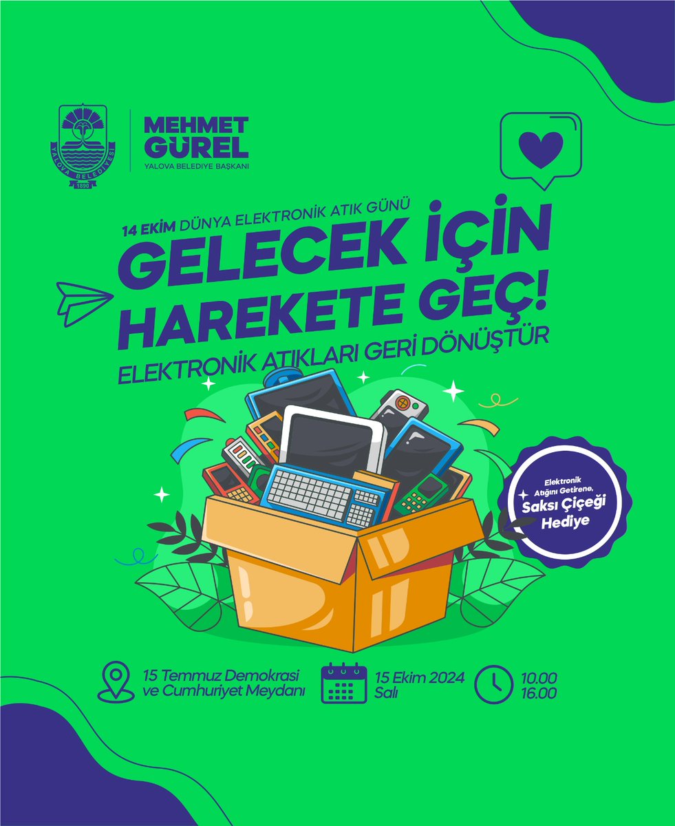 ReadupSocial's tweet photo. 14 Ekim Dünya Elektronik Atık Günü etkinlikleri kapsamında bölge okullarımız ve öğrencilerimiz ile buluşacağız. ReadUP Sosyal Girişimi ile ilgili bilgi almak ve bize destek vermek isteyen herkesi yarın 10:00-16:00 saatleri arasında Yalova Cumhuriyet Meydanı'na bekliyoruz. https://t.co/4zrudNYFcM