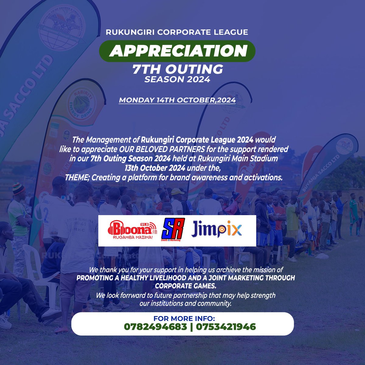 sr_events07's tweet photo. As brand SR Events, we're proud to have partnered with you and look forward to future collaborations! 🤝 Here's to many more successes! 🏆
 #RukungiriCorporateLeague2024
#PartnersInSuccess https://t.co/PDfUBy45O4