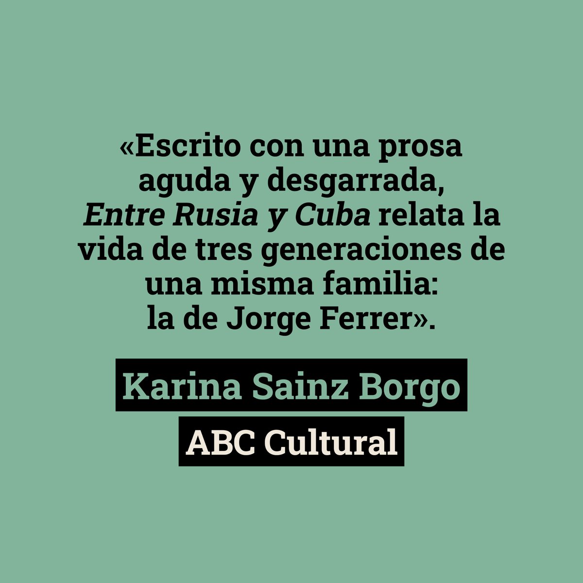Hemos reunido algunos de los muchos elogios que ha merecido 'Entre Rusia y Cuba', de Jorge Ferrer (<a href="/etdlv/">Jorge Ferrer</a>).

📗 laderanorte.es/libros/entre-r…

#librosrecomendados #lecturarecomendada #Cuba #NoFicción #libros