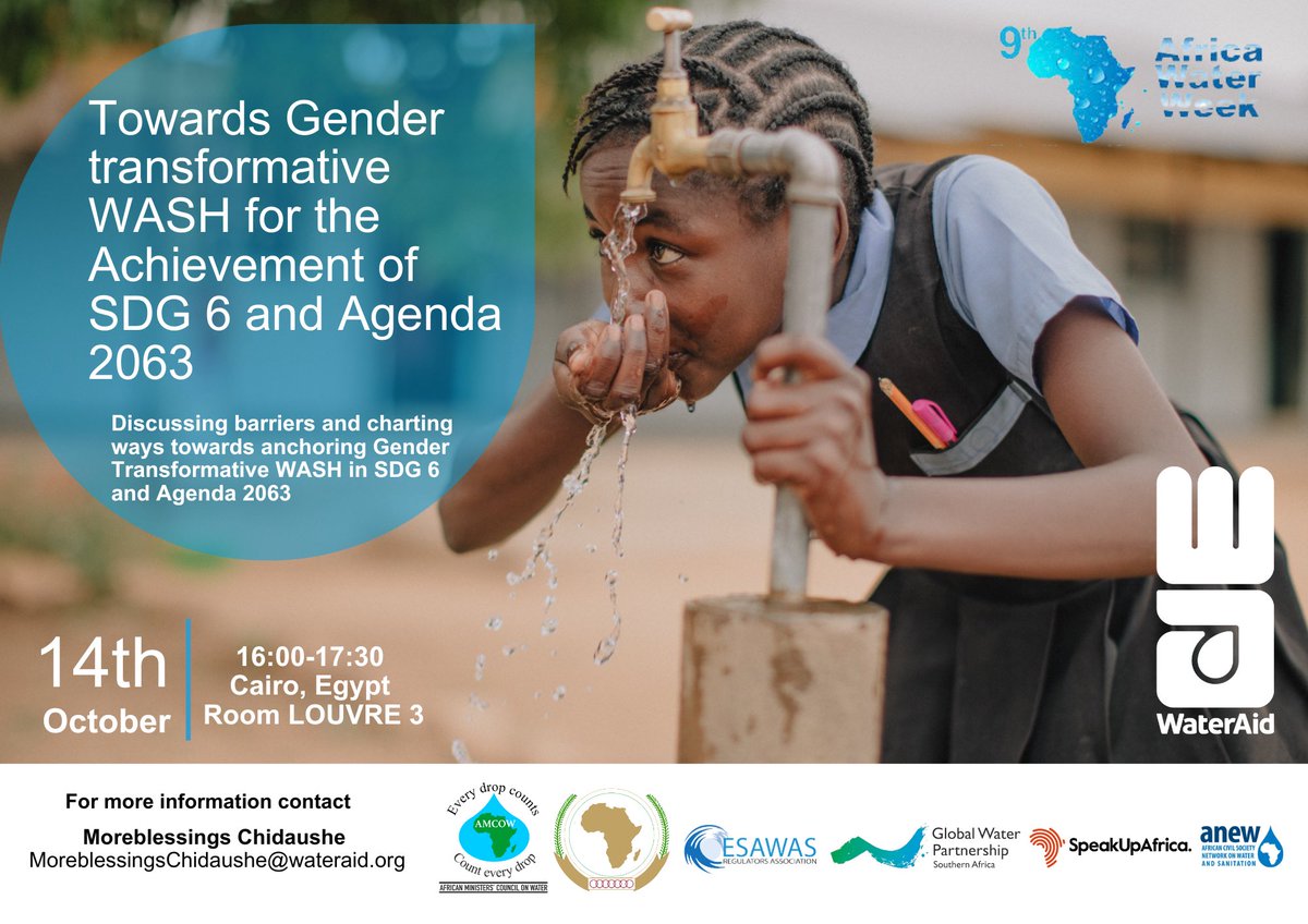 WaterAidEA's tweet image. 💧 WaterAid and partners are discussing how to make water, sanitation, and hygiene accessible to all. Join our sessions today!

#WaterAid #AfricaWaterWeek #AMCOW #UNICEF #Agenda2063 #CleanWaterForAll
