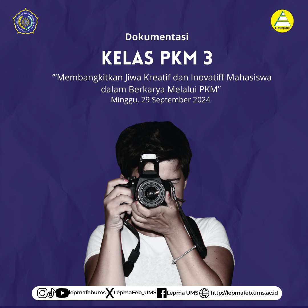 LepmaFEB_UMS's tweet photo. 📸[DOKUMENTASI KELAS PKM 3]📸

Pada tanggal Minggu, 29 September 2024, LEPMA FEB UMS mengadakan Kelas PKM 3 dengan tema "Membangkitkan Jiwa Kreatif dan Inovatif Mahasiswa dalam Berkaya Melalui PKM". Kegiatan ini bertujuan untuk mengasah kreativitas, skills kepenulisan. https://t.co/2kp0wwHP6P