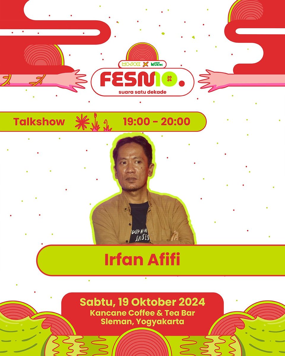 mojokdotco's tweet photo. Hari kedua FESMO 2024 bakal diisi dengan bedah buku barengan Mas @AgusMagelangan dan Mbak @lyafahmi, talkshow bareng Mas @if2unx, dan penampilan dari Mas @IKSANSKUTER. 

Gratis dan nggak perlu registrasi!

#FestivalMojok2024 https://t.co/BCFOlf7gwB