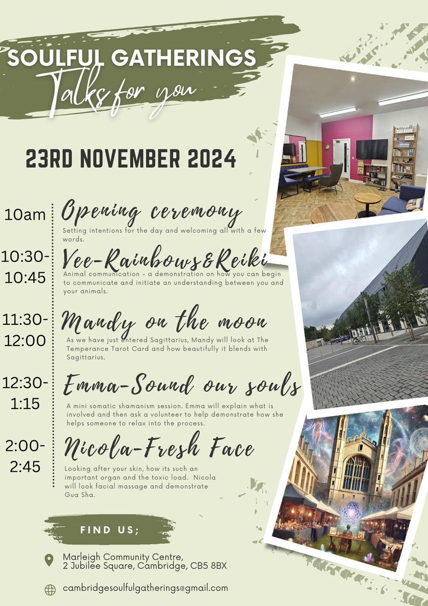 SG_events_'s tweet image. Just announced! Our talks line-up for our MBS Fayre

#MBSevents #freetalks #animalcommunicator #shaman #GuaSha #tarotandastronomy #cambridge #soulfulgatherings