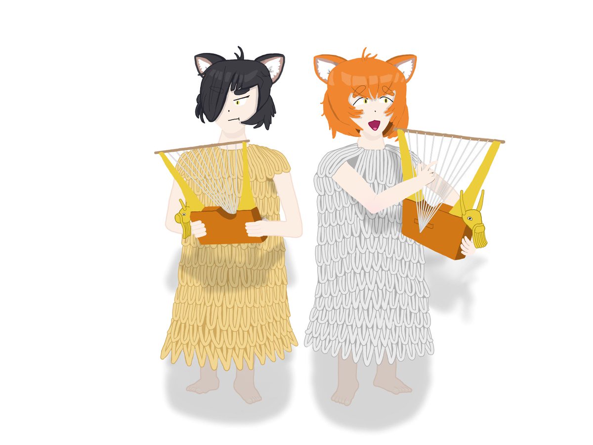 HalfBitMus6495's tweet photo. Here's two of @d4ncwart 's OCs as priests of the best God. It appears one of them still can't figure out how to play the lyre https://t.co/wOOXkk5q43