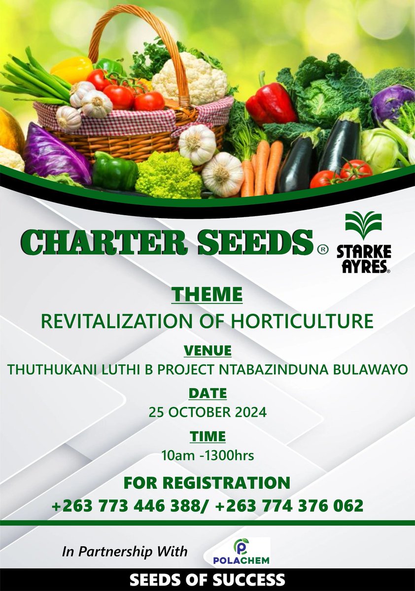 Charterseeds's tweet photo. Akubizwa ozwayo Mthwakazi om'hle..Wozani sifundisane . For registration contact 0773446388/0774376062 and registration is free of charge. #farming #horticulture #Charterseeds #SeedsOfSuccess https://t.co/YINhdNY37s