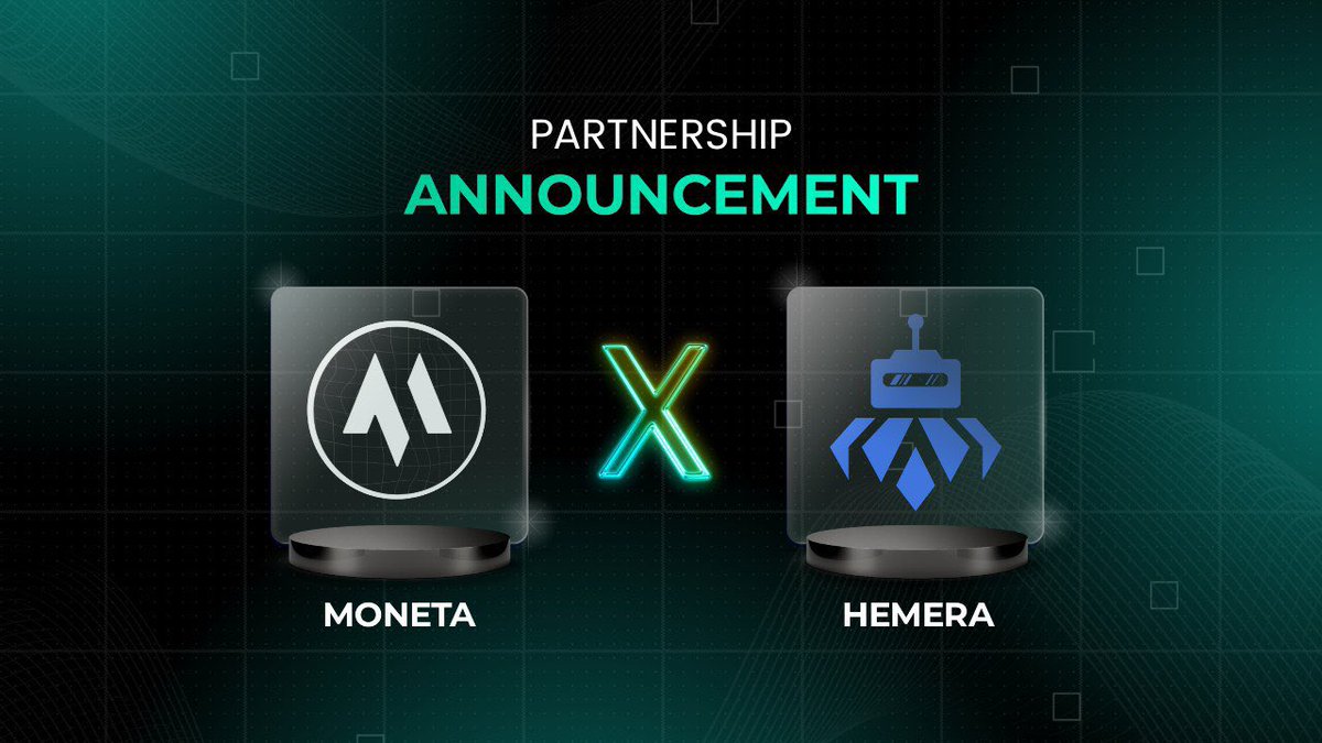 NEW PARTNERSHIP ANNOUNCEMENT

We’re thrilled to welcome <a href="/hemeratrading/">Hemera Trading AI</a>  to the Moneta ecosystem!

$MNTA X $HEM 

Hemera Trading is an innovative crypto ecosystem designed to revolutionize how traders engage with the crypto market by using advanced AI tools and automated