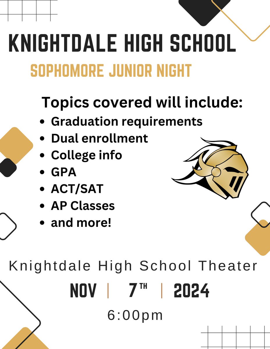 Calling all Sophomores and Juniors and their families!  You do not want to miss this important informational event!  Mark your calendars to attend 11/7 @ 6pm!