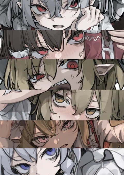 【秋季例大祭11 サンプル②】 『VERMILION』 B5/20P/フルカラー/1000円 こちらは紅魔郷キャラ中心のイラスト本になります。 描きおろしイラストもあるよ! し20ab 干物屋にて。よしなに
