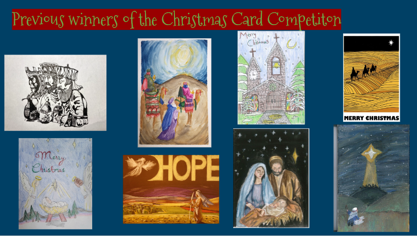 This year's Christmas card competition is now open to all students.  Please see images for more information and inspiration from previous winners.  Closing date Friday 15th November
