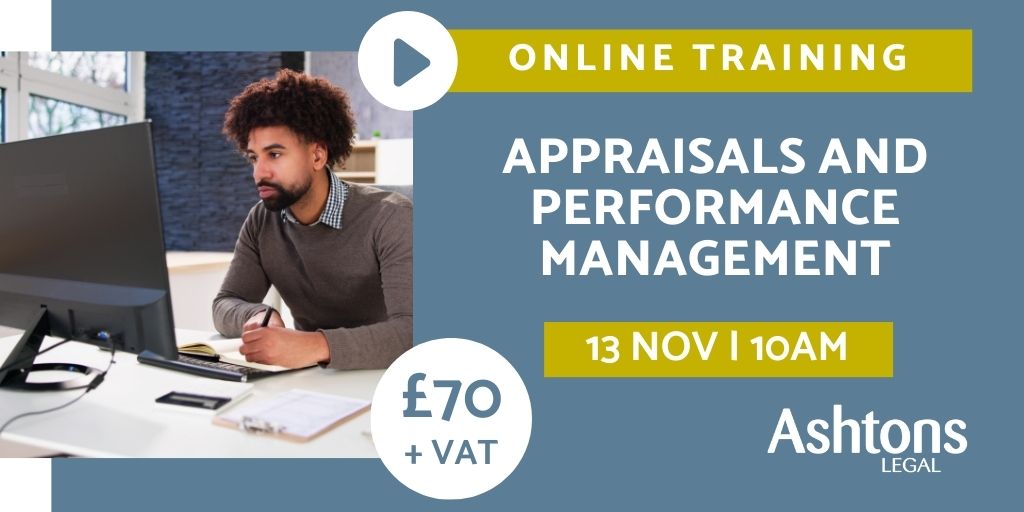 BOOK NOW! Our popular online training course: Appraisals and Performance Management is taking place on 13 November! Get your place now for our interactive workshop looking at Performance Management. ow.ly/S37x50RjJcq #ukemplaw