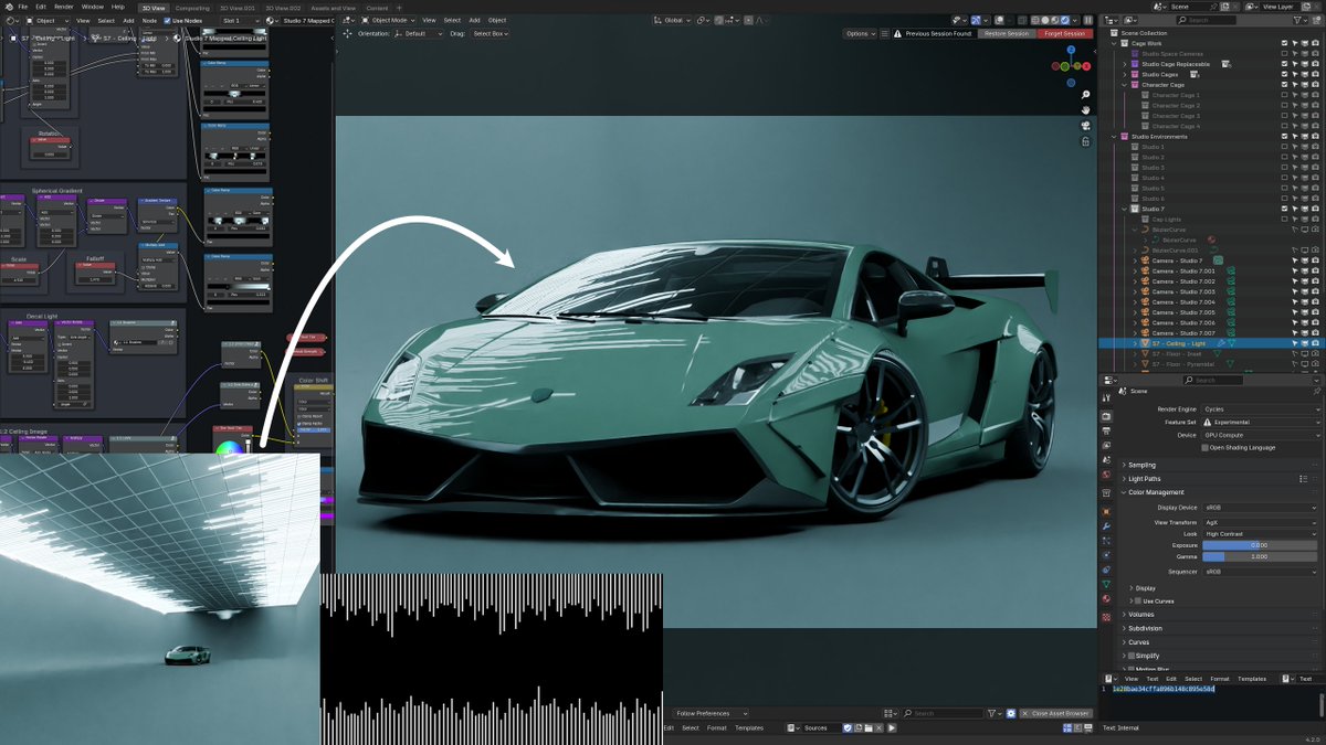 curtisjamesholt's tweet image. 💡 Another Blender lighting tip:
Use parallel bars as a light source, then offset the camera so the bars describe the shape of the mesh. Adjust with a color gradient for creative style if needed.
Learn More:
youtu.be/Sfi5IiV-s6U

Lambo model by Black Snow.
#b3d #3dart #blender