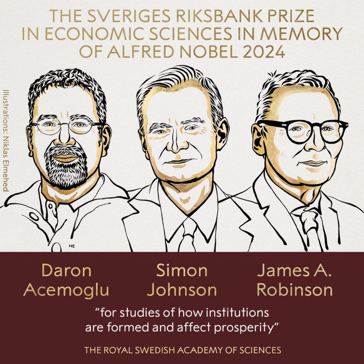 Economistflaite's tweet photo. El Daron Acemoglu, Simon Johnson y el James Robinson ganaron el Nobel de Economía 2024! 🏆 Sus investigaciones pulentosas muestran cómo las instituciones políticas y económicas determinan el desarrollo de los países. #Nobel2024 #Economía
1/ https://t.co/4O8YNy4rvX