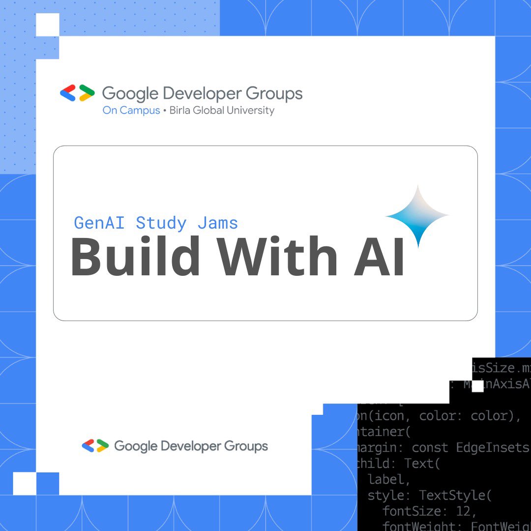 gdg_bgu's tweet photo. Embark on an innovation adventure with GDG’s Gen AI Study Jams!  
Dive into the exciting realms of Artificial Intelligence and Machine Learning, where the future is being built today. 🌍🔍 
Course duration: 1st October 2024 to 1st November 2024

Let’s go!🎉

#gdg #GenAI #tech https://t.co/iKwRTwot7B