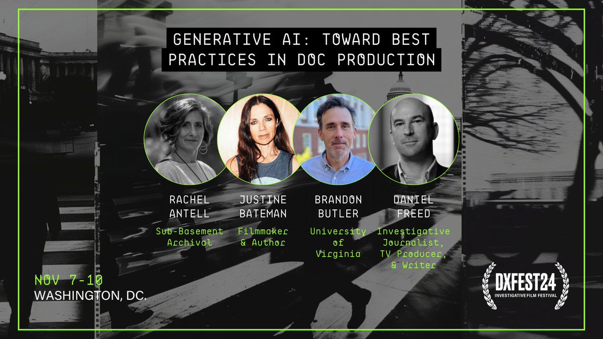 DX_IFF's tweet photo. Don’t miss the "Generative AI: Toward Best Practices in Film Production" panel at this year's @DX_IFF Symposium!
Learn how filmmakers can responsibly integrate AI while maintaining ethical and artistic integrity.
Nov 7-10, Washington, D.C. https://t.co/GTk4GmghAp
#AI #DXIFF https://t.co/vrLn5FusWw