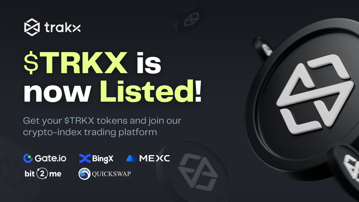 official_trakx's tweet photo. The $TRKX token is finally listed on multiple exchanges! 📢

If you missed our private and public sales, now you can get $TRKX on one of your favorite exchanges.

Choose among @BingXOfficial, @gate_io, @MEXC_Official, @bit2me, and @QuickswapDEX, and join us! 🥳 https://t.co/wOTfAox2rq