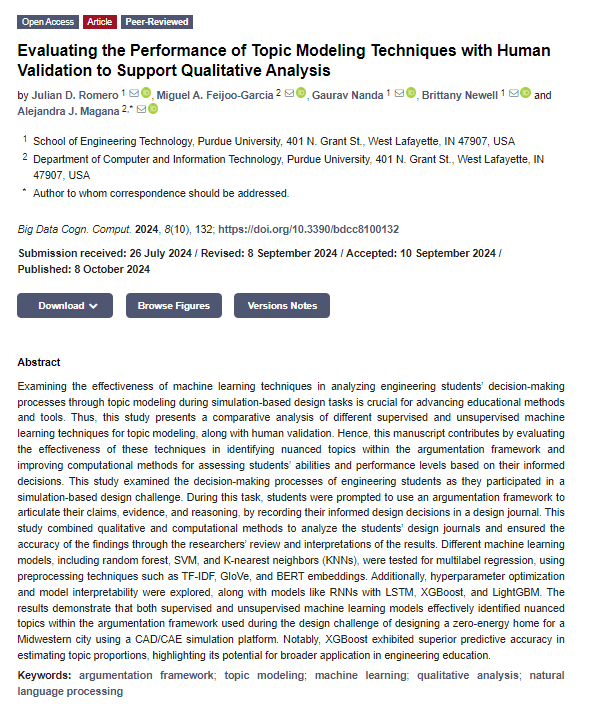 BDCC_MDPI's tweet image. 👉 Discover New Insights! #topic_modeling #machine_learning #natural_language_processing #EngineeringEducation
'Evaluating the Performance of Topic Modeling Techniques with Human Validation to Support Qualitative Analysis' is now available!
Read Here:
mdpi.com/2504-2289/8/10…