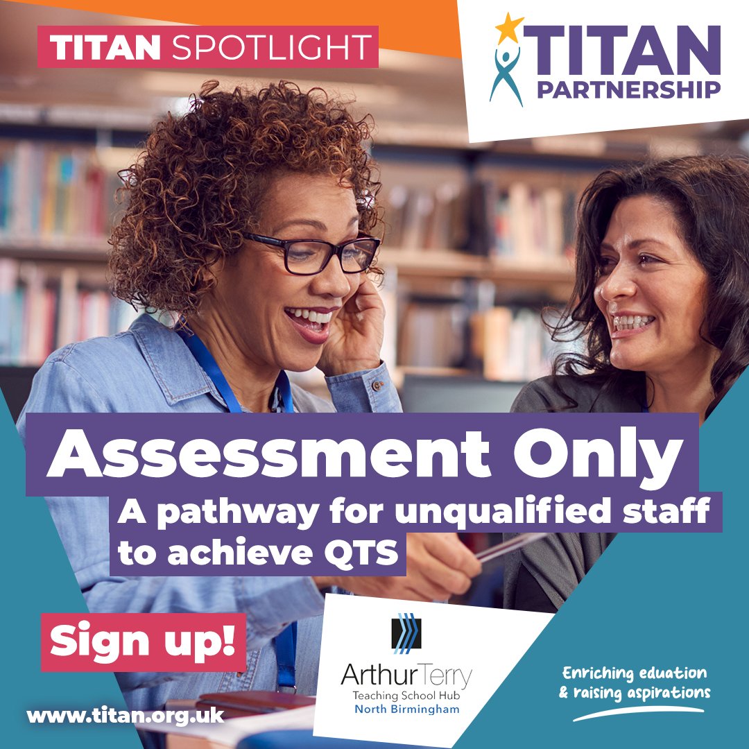 Join us for our spotlight on Assessment Only - a pathway for your unqualified staff to achieve QTS ✅

🗓️ 22nd October
⏰ 8am-9am
💻 Virtual meeting

Register your FREE place using the link below
docs.google.com/forms/d/e/1FAI…