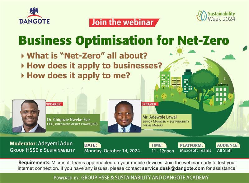 Chigozie Nweke-Eze (@chigozie_ne) on Twitter photo During <a href="/DangoteGroup/">Dangote Group</a> Sustainability Week 2024, I (<a href="/intafripower1/">Integrated Africa Power (IAP)</a>) made the Opening Remarks talking on "how Net Zero applies to Dangote Group" and How the Group can adhere to it for its global business activities During <a href="/DangoteGroup/">Dangote Group</a> Sustainability Week 2024, I (<a href="/intafripower1/">Integrated Africa Power (IAP)</a>) made the Opening Remarks talking on "how Net Zero applies to Dangote Group" and How the Group can adhere to it for its global business activities