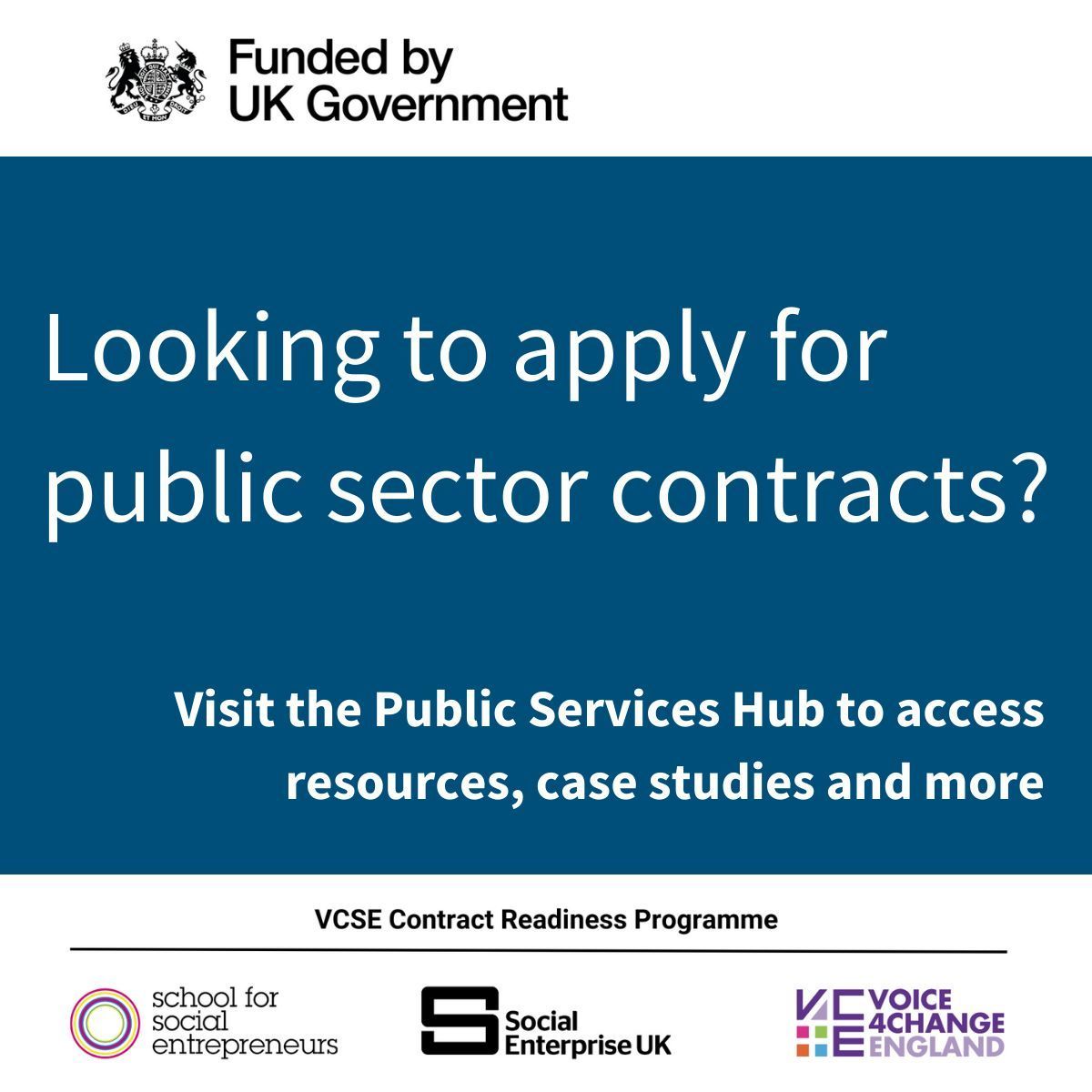 SocialEnt_UK's tweet image. Are you a #SocEnt or #charity looking to apply for government contracts?
Learn how you can improve the positive social and environmental impact of public sector contracts by using the Public Services Hub, part of the #VCSE Contract Readiness Programme: socialenterprise.org.uk/public-service…