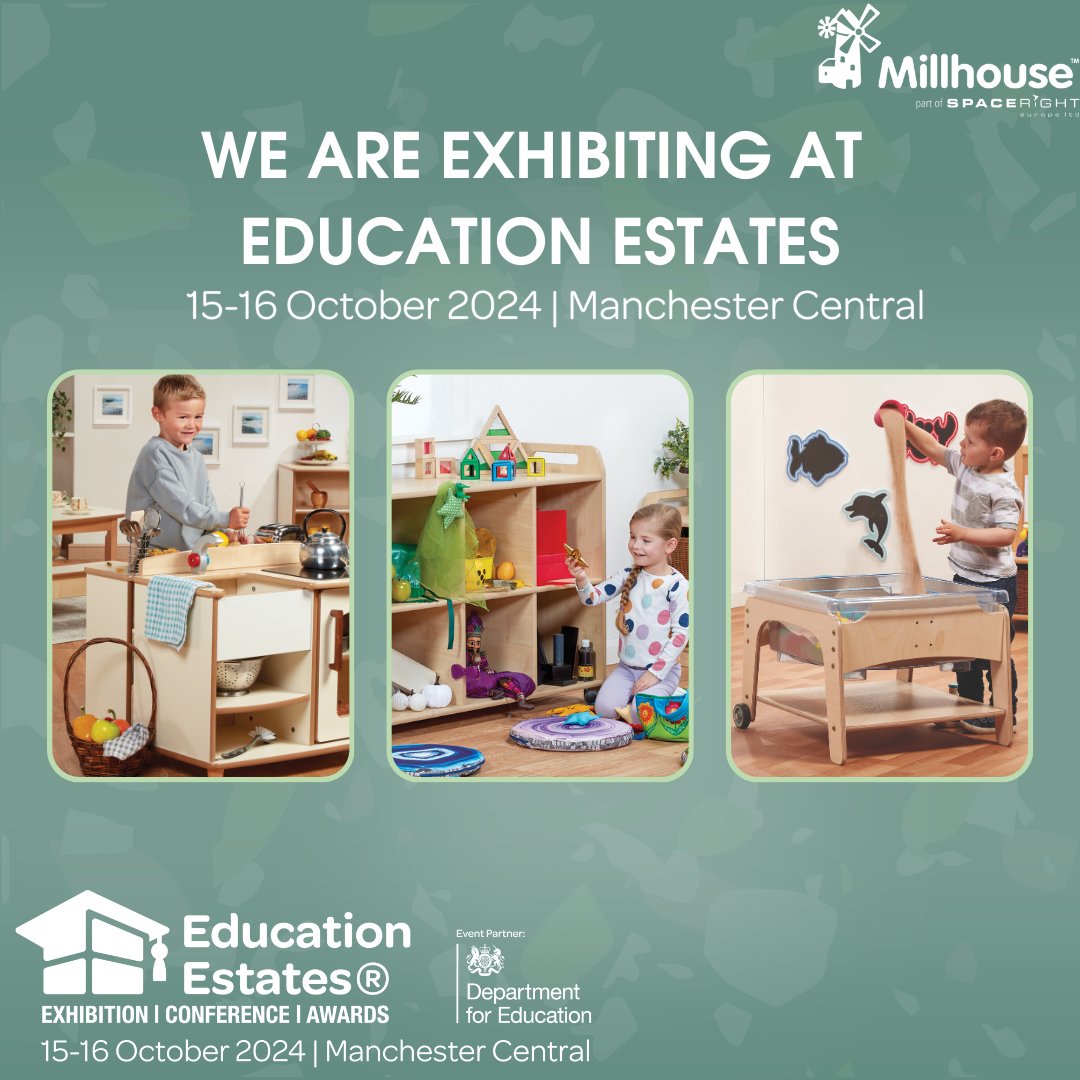 📣 We are excited to announce that we will be attending Education Estates this Tuesday and Wednesday, October 15 - 16 in Manchester to show all we have to offer! 
 
You can find us at STAND 305, pop by and say hello👋 to see us showcasing our Spaceright and Millhouse brands! 🏫