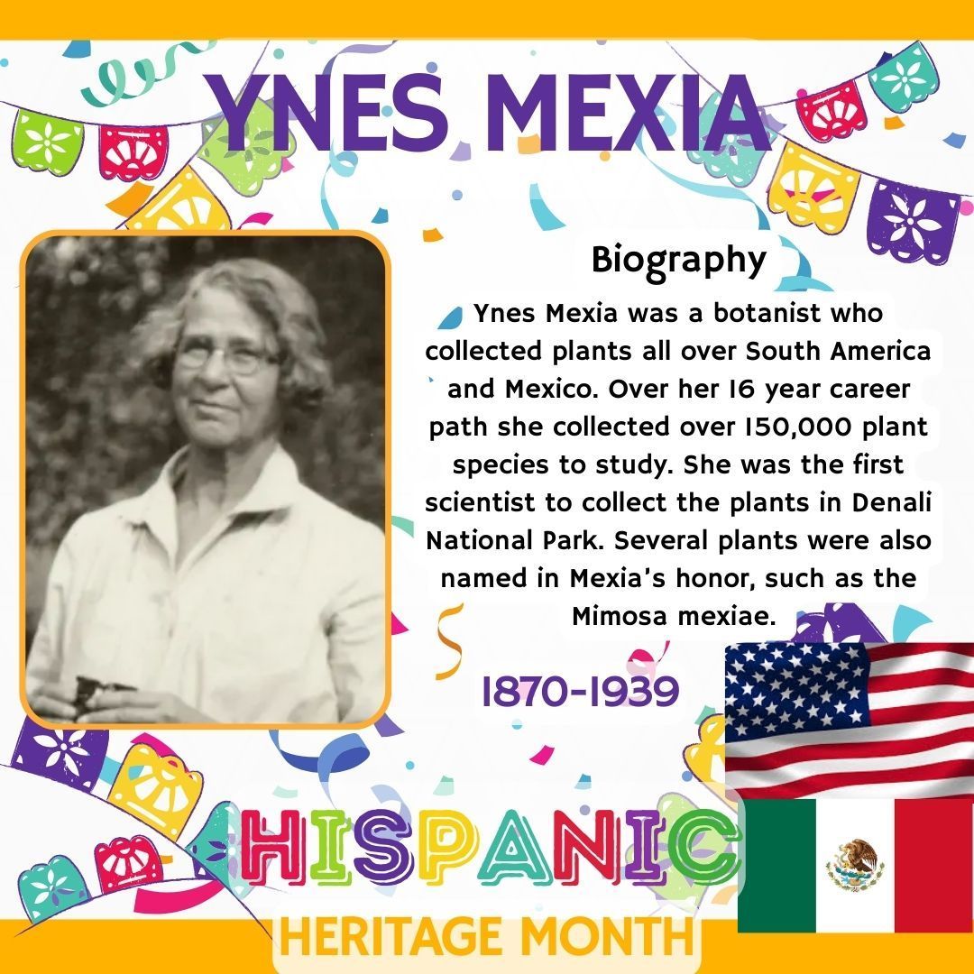 In Chemistry as part of our Hispanic Heritage Month observance, we take a moment to honor the accomplishments of Hispanic STEM professionals. Today, we shine a light on Ynes Mexia. Follow along to expand your knowledge! #HispanicHeritageMonth #InspiringMinds
@bburghsbruins