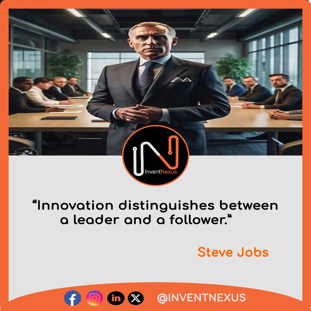 inventnexus's tweet photo. "innovation distinguishes between a leader and a follower"
           ~Steve jobs 
#inventingreality #invention #innovation #quote #inventnexus https://t.co/tOpxFxNJGC