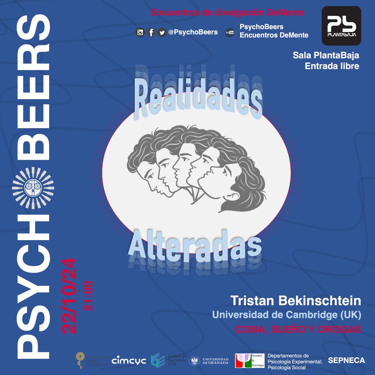 PsychoBeers (@psychobeers) on Twitter photo ¡Estamos de vuelta! ✨
📍Martes 22 de Octubre a las 21:00h en <a href="/salaplantabaja/">Planta Baja</a>
🗣<a href="/TrikBek/">Tristan Bekinschtein</a> , biólogo y neurocientífico, profesor en la Universidad de Cambridge, nos hablará sobre estados de conciencia alterados como sueño, coma o drogas 🧠😵💫💤✨💊
¿Te lo vas a perder? 🍻 ¡Estamos de vuelta! ✨
📍Martes 22 de Octubre a las 21:00h en <a href="/salaplantabaja/">Planta Baja</a>
🗣<a href="/TrikBek/">Tristan Bekinschtein</a> , biólogo y neurocientífico, profesor en la Universidad de Cambridge, nos hablará sobre estados de conciencia alterados como sueño, coma o drogas 🧠😵💫💤✨💊
¿Te lo vas a perder? 🍻